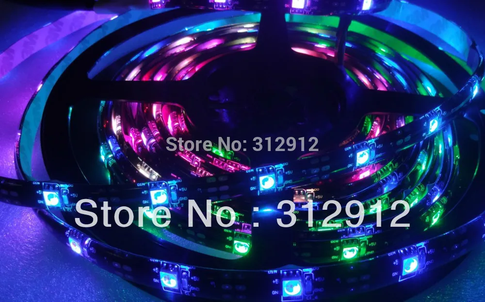Светодиодная лента 5 м в пост. Тока INK1003 IP68 30 шт. 1002led(5050 RGB с IC)/м пикселей черная
