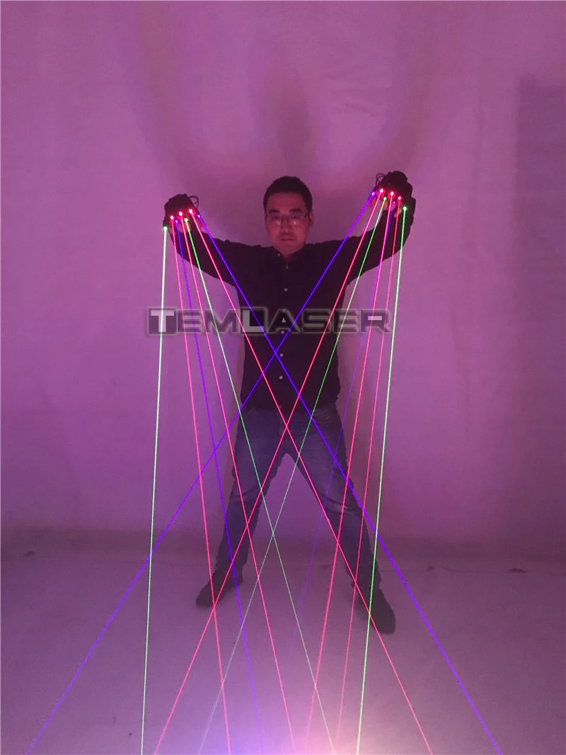 RGB лазерные перчатки со светодиодом с 7 шт. лазером 2 зеленый + 3 красный фиолетовые
