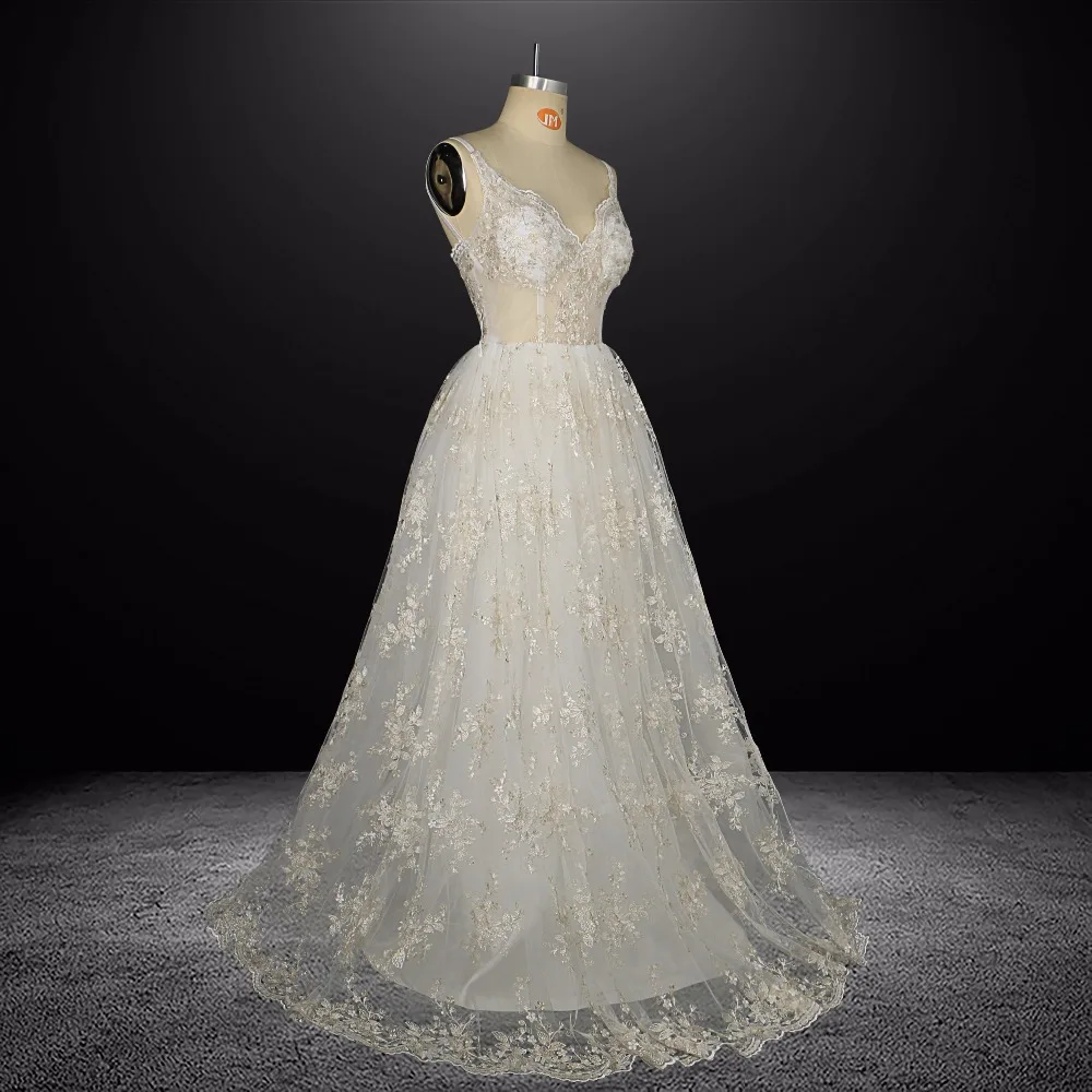 Robe de Mariage Сексуальная открытой спиной в богемном стиле Украшенные бусинами и