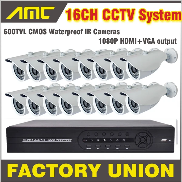 600TVL Пуля CCTV 16ch Камера комплект видеонаблюдения Системы 16 канальный DVR