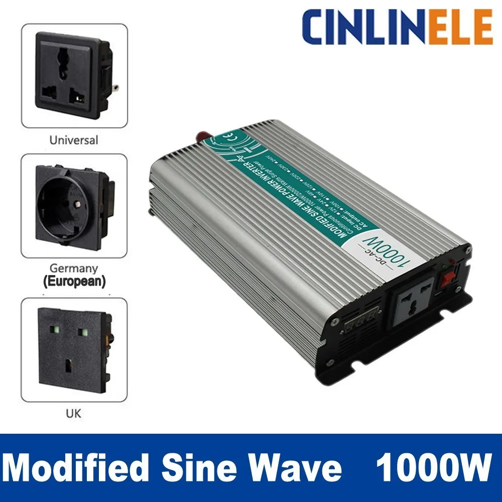Умный модифицированный синусоидальный инвертор 1000 Вт CLM1000A DC 12 В 24 к AC 110 220