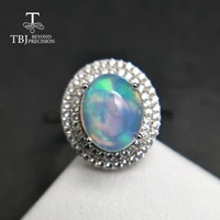 tbjnatural ethiopian colorful opal oval 810mm with gemstone comfortable finger ring in 925 sterling silver for women with box
