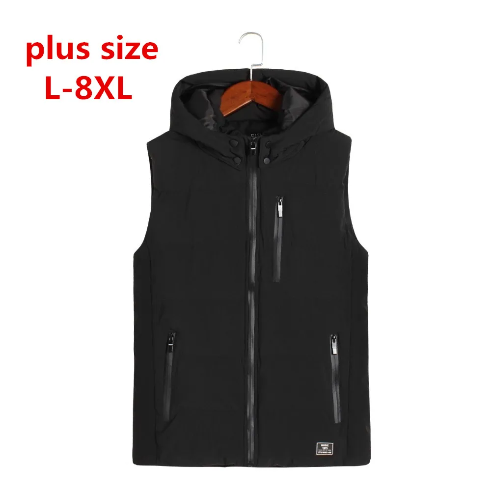Большие размеры 8XL 7XL теплая куртка без рукавов Для мужчин утолщение хлопок жилет