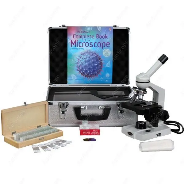Монокулярный микроскоп-AmScope 40X-800X блочный микроскоп + 3D механический микроскоп.