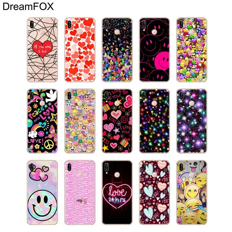 DREAMFOX M326 Fashion Heart Design Soft TPU Silicone Case Cover For Huawei Honor 6A 6C 7X 9 10 P20 P30 Lite Pro P Smart 2019 |