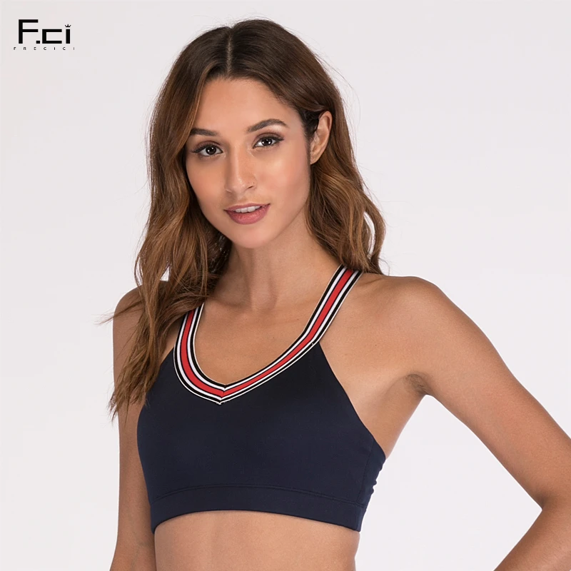 FRECIC Для женщин Push Up Bra Йога Крест накрест назад спортивный бюстгальтер тренировки