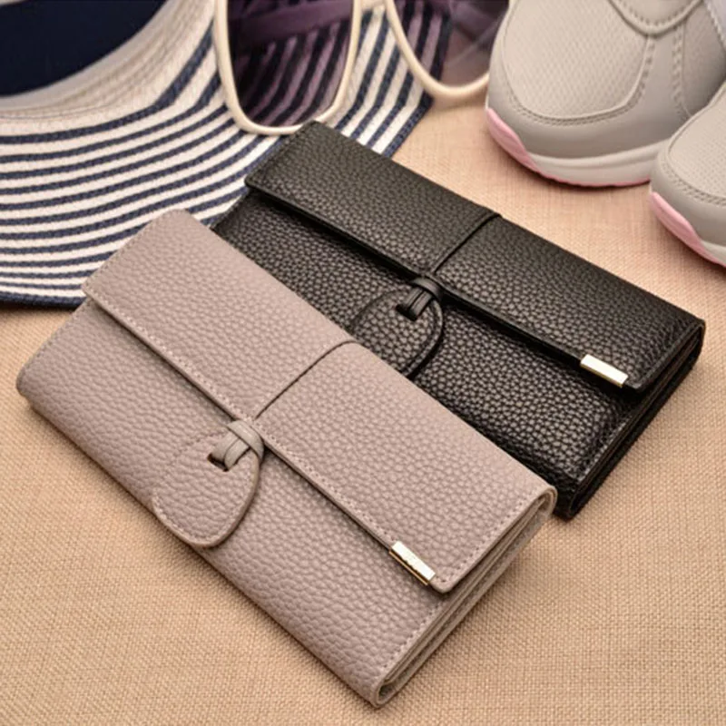 New Fashion Women Wallets PU Leather Wallet Women's Long Design Purse Two Fold More Color Clutch Sac -35 | Багаж и сумки