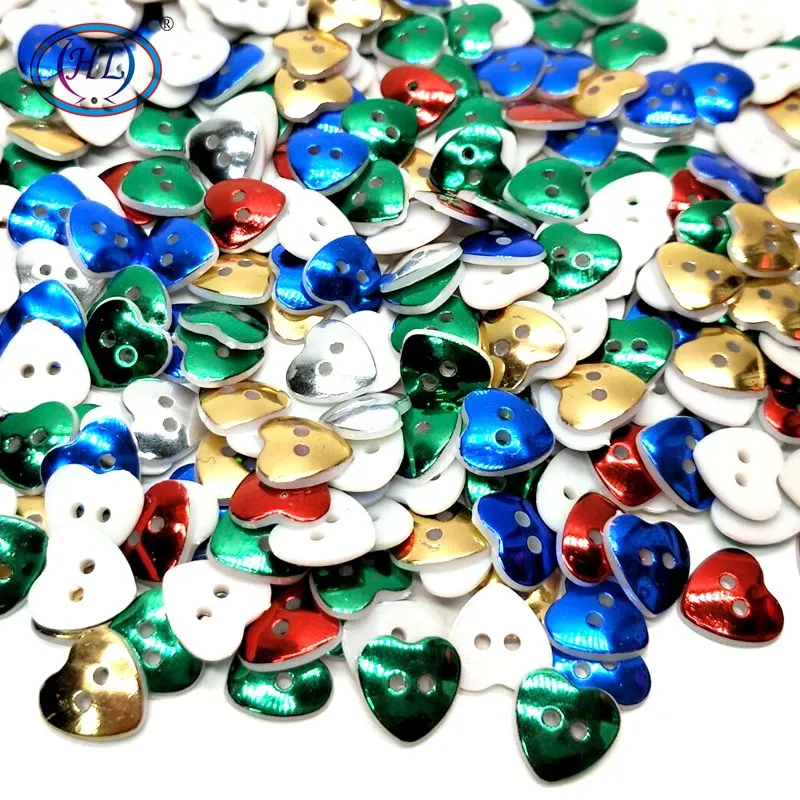 

HL 50pcs 13MM Plating Plastic Heart Buttons Mix Colors Apparel Sewing Accessories DIY Scrapbooking Crafts