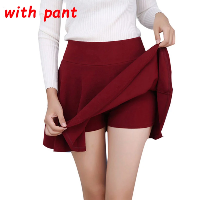 WineRed have pant M-5XL, Женская юбка-пачка большого размера, школьная короткая юбка, брюки, лето, 10 цветов, мини юбки с высокой талией, Faldas Mujer, Прямая поставка - Цвет: WineRed have pant