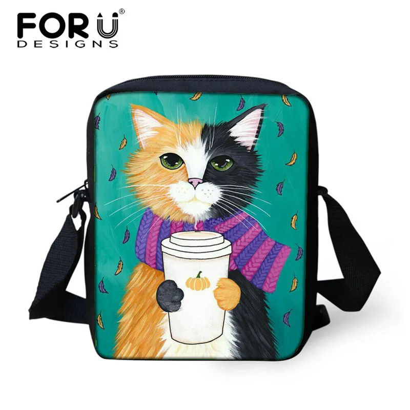 FORUDESIGNS/милые женские мини-сумки через плечо с кошкой, Kawaii маленькие женские сумки-мессенджеры, женские сумки для девочек, детские сумки через плечо