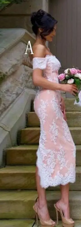 Элегантные платья подружки невесты чай Длина свадебное платье Casamento аппликации свадебное платье для гостей vestidos dama de honor - Цвет: Style A