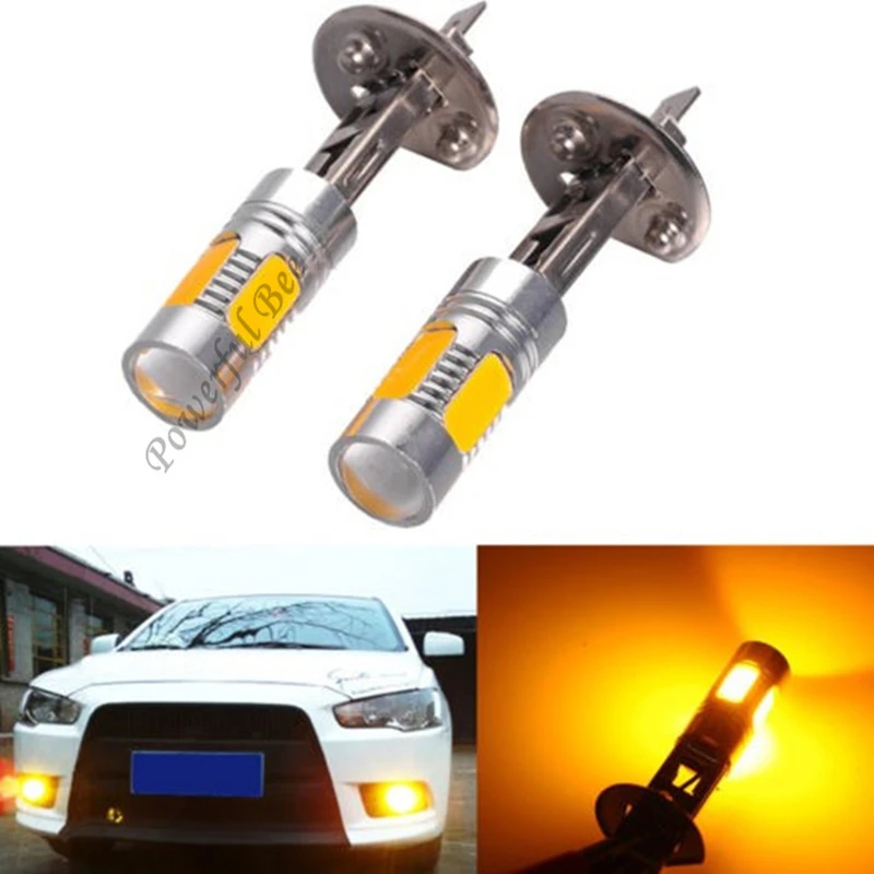 

2 x Double modes H1 15W LED DRL fog lights lamp keep lighting and flashing cold white yellow amber ice blue bulb