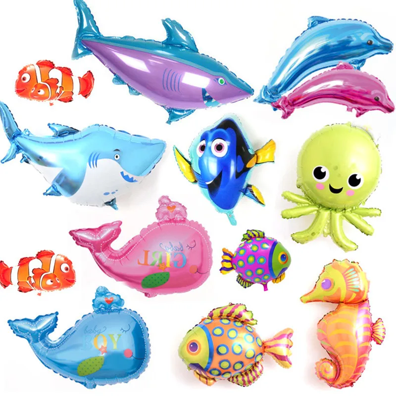 Большие воздушные шары в виде рыбы фольги Акула воздушный шар осьминога морской