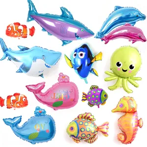 Большой воздушные шары в виде рыбы фольга Акула воздушный шар в виде осьминога морской мир Globos украшения для дня рождения детские надувные игрушки Свадебный декор