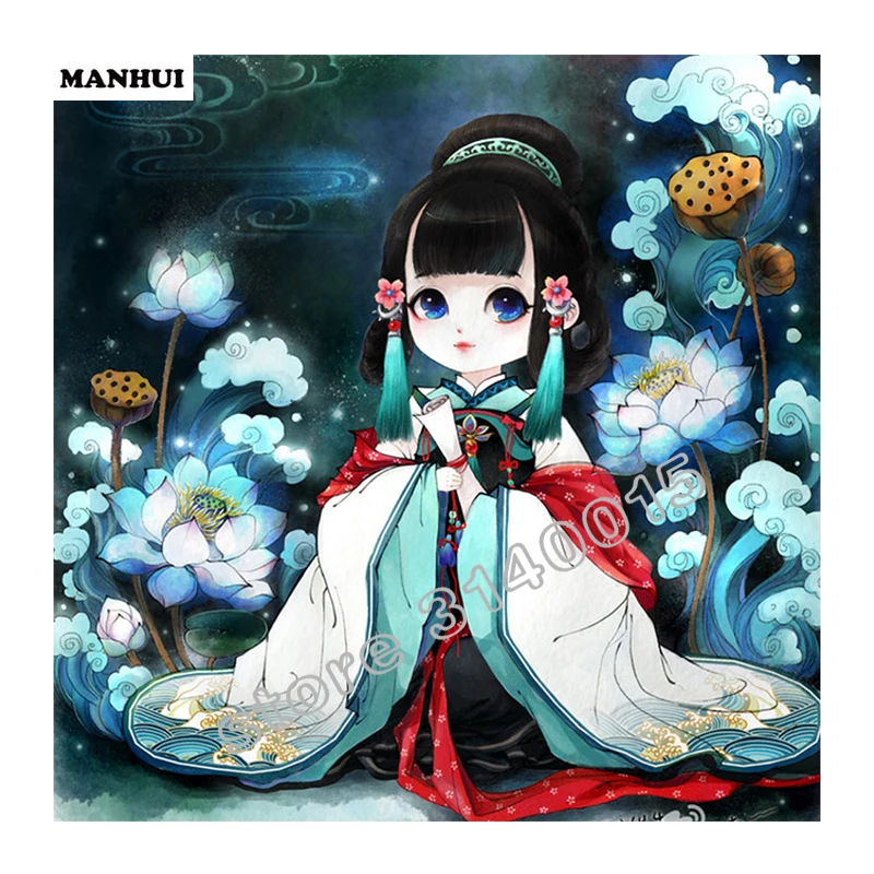 

Diy Diamond painting Lotus fairy 3D square drill Diamond mosaic pasted full cross stitch Crafts Needlework BEF082