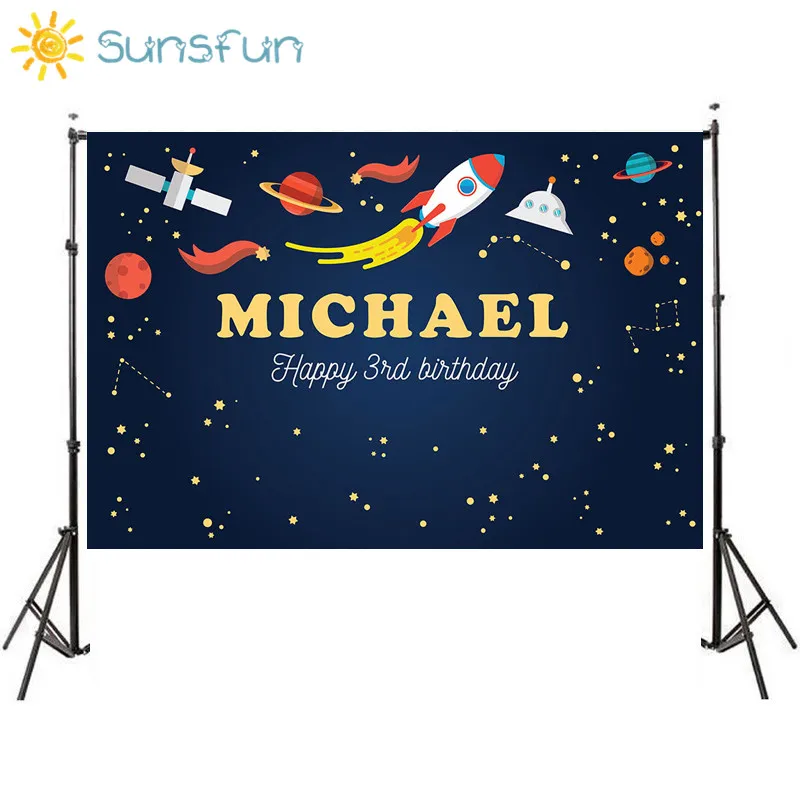 Sunsfun 7x5FT Дети День рождения Полиэстер горизонтальный космический Космос Печатный Фон фотографии для новорожденных Drop Backdrop