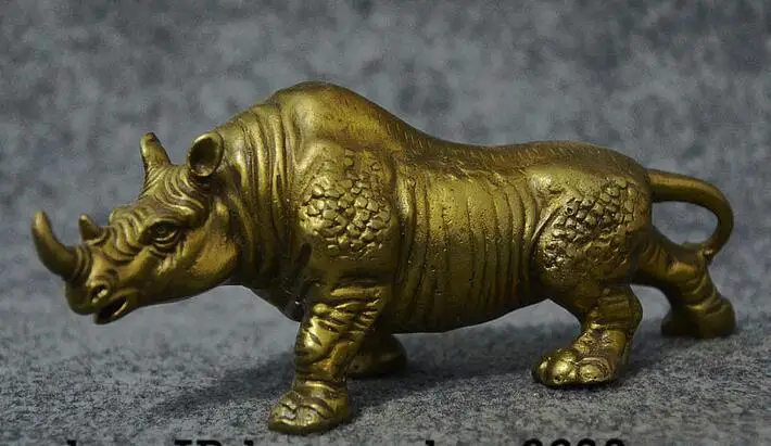 6 &quotСтарый китайский латунный по феншуй благоприятный богатство носорога
