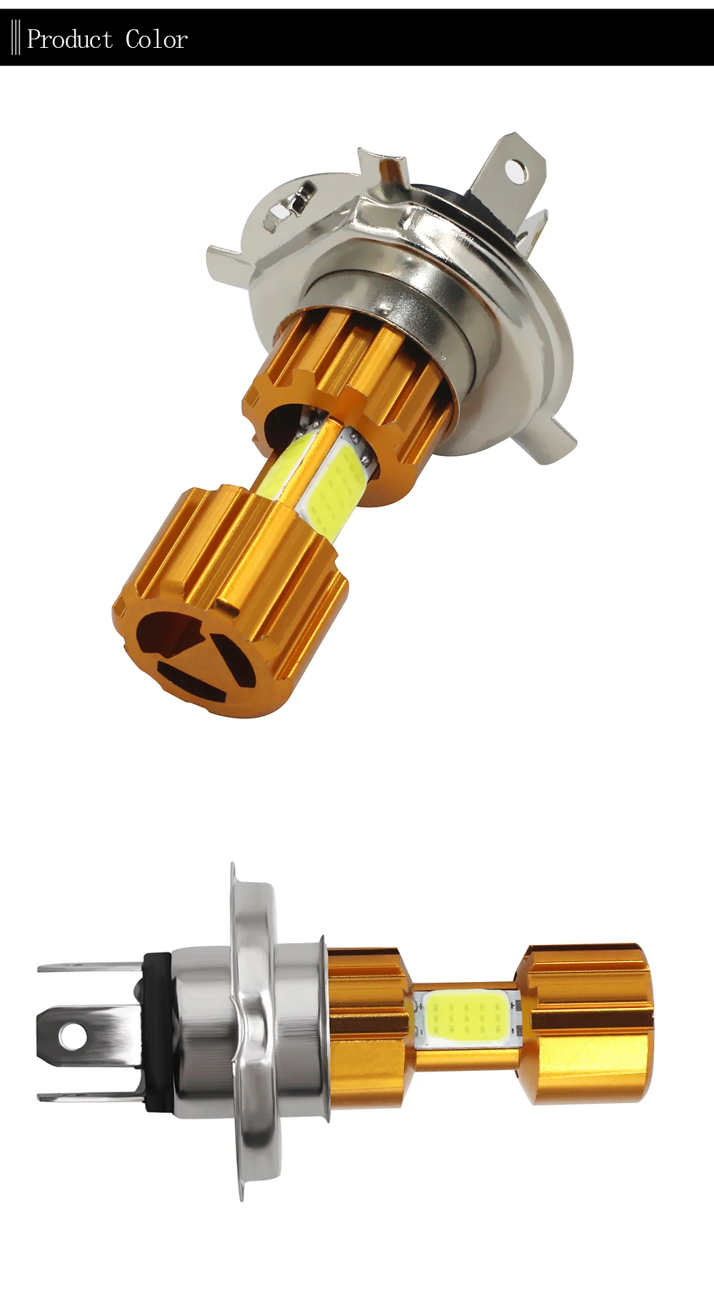 Новинка, высокое качество, 1 шт., H4, 18 Вт, светодиодный, 3 COB, мотоциклетный головной светильник, лампа 2000LM, 6000 K, дальний/ближний свет, светильник, белый светильник