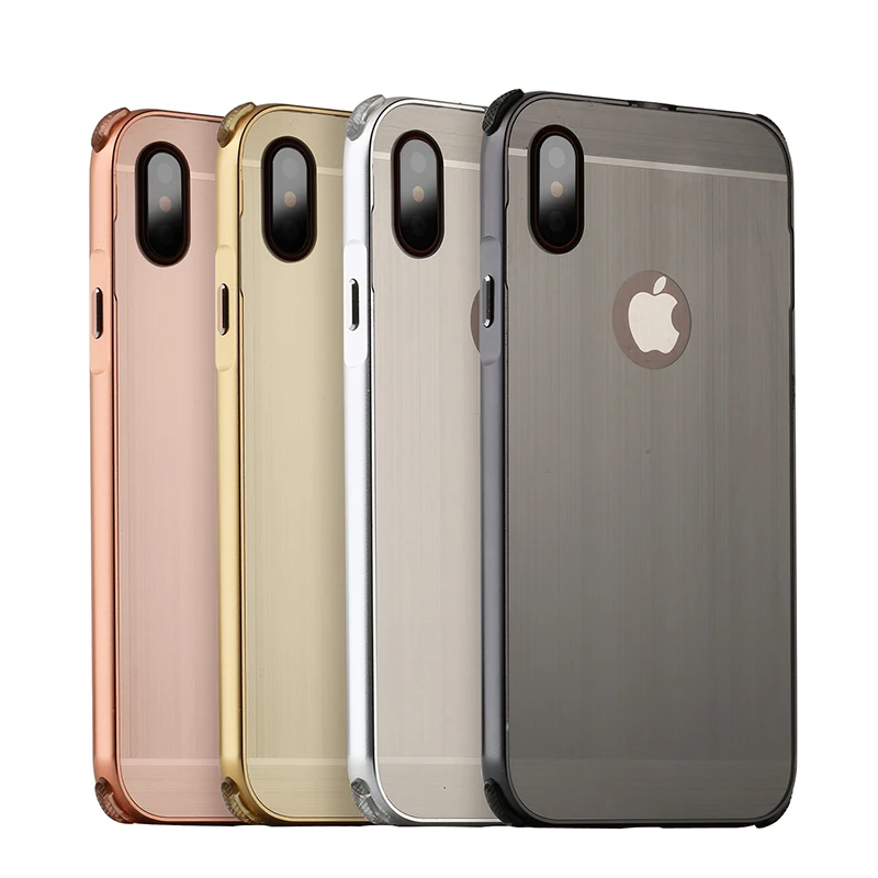 For iphone X Case Brushed mirror Back Cover for iphoneX Plating Aluminum Metal Frame Phone Bag |