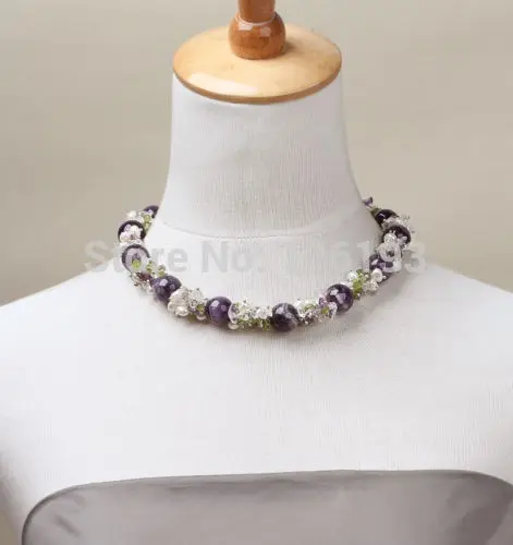Набор украшений для женщин ожерелье с фиолетовыми кристаллами перидот и