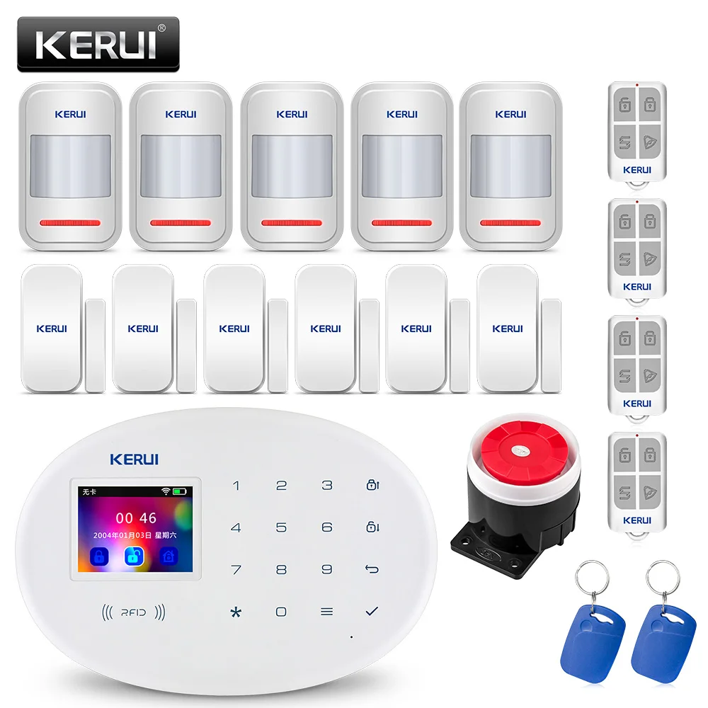 KERUI W20 433MHZ Беспроводная WiFi GSM охранная сигнализация телефон приложение RFID карта контроль для дома с 2,4 дюймовой сенсорной панелью
