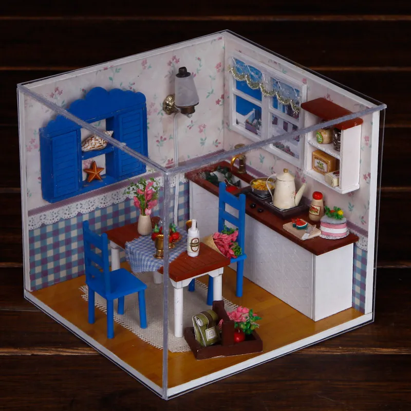 3D деревянные кукольные домики DIY теплый кофе время миниатюрный кукольный домик