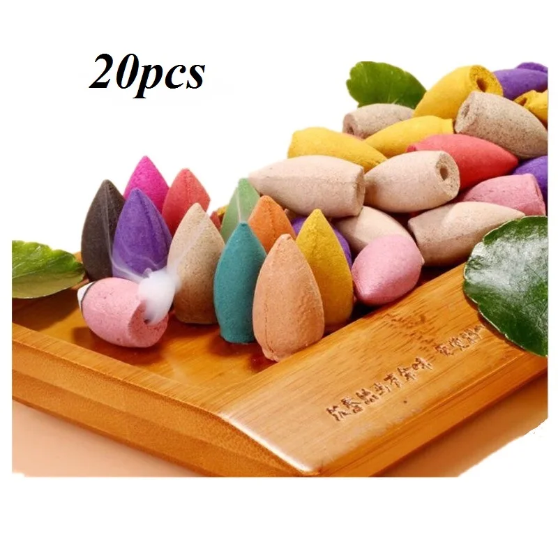 20pcs mixed Курильница для благовоний горелка горного дыма водопад ладан держатель керамический курильница ручной ладан держатель+ 20 шт конусов - Цвет: 20pcs mixed