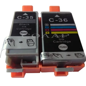 Совместимо с 35 36 чернильные картриджи для Canon PGI35 CLI36 CLI-36 CLI 36 для Canon Pixma IP100B IP100 IP100-фургоны на грузовом шасси и мини 260 320 принтер - Цвет: 1 Set -- 2pcs