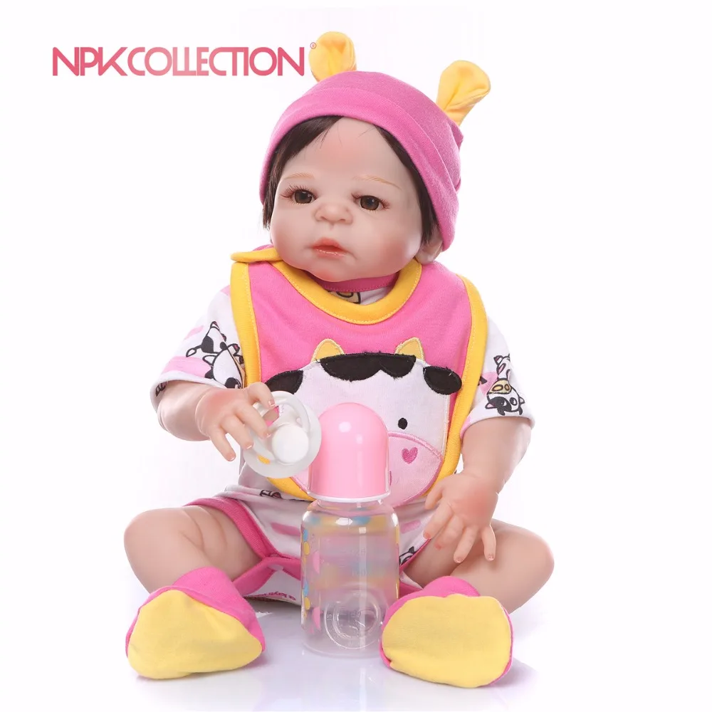 NPK 19 дюймов 46 см милый Кот кукла реборн маленькая полный силиконовые Bebes Reborn девушка кукла Boneca модные куклы для девочек Подарки На Рождество