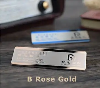 Rose Gold 70X20 мм нержавеющая сталь Бизнес Имя тег ID бейдж держатель Персонализированные лазерной гравировкой с булавкой для персонала - Цвет: Rose Gold