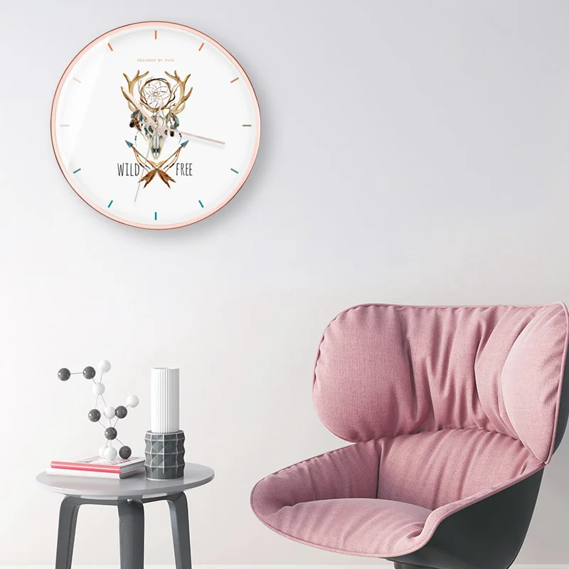 Boreal Europe elk individual character decorates wall clock contemporary and popular inspector wind anO5 | Дом и сад