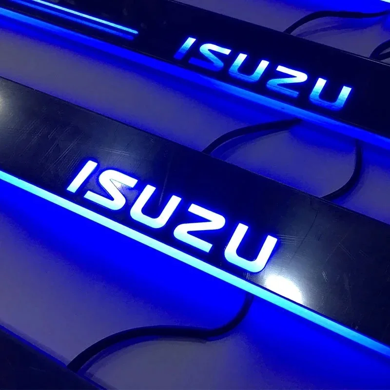 BLUE isuzu Светодиодный движущаяся Беговая доска captur дверные пороги пластины потертости светодиодный накладка на дверь подходит для Isuzu D-MAX DMAX 2012 - Цвет: BLUE isuzu