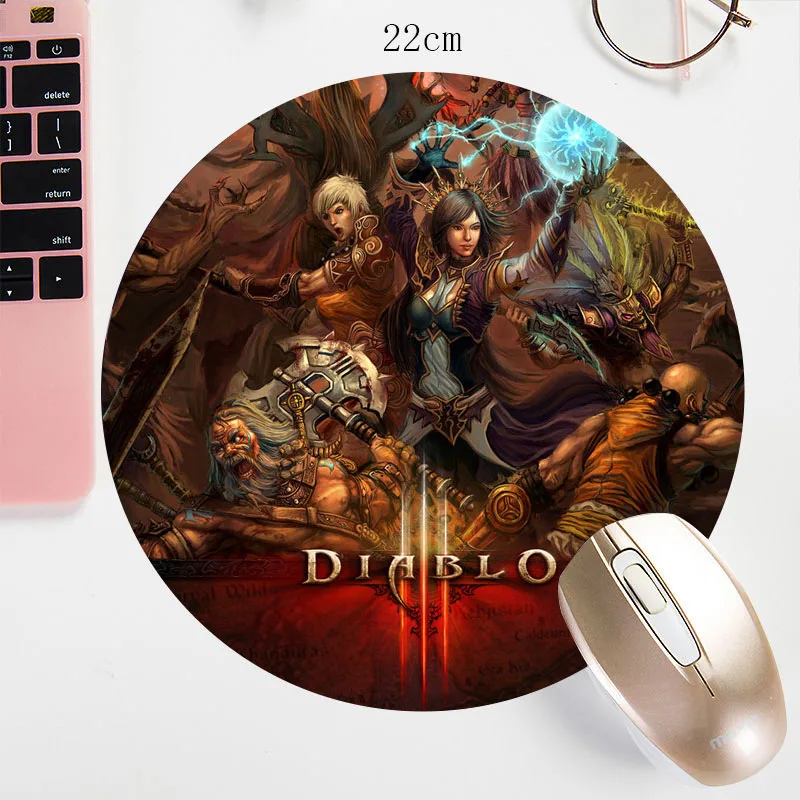 22X22CM Diablo круглый Мышь Pad акварель B3w принты на заказ коврики маленькая Размеры