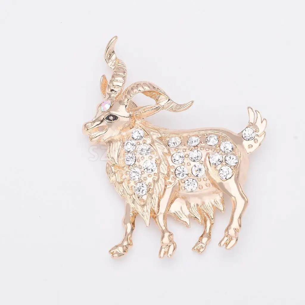 Fashion Jewelry Costume Crystal Goat Sheep Brooch Pin Animal | Украшения и аксессуары