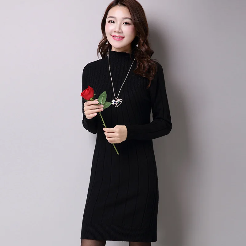 Женский шерстяной кашемировый свитер толстый сексуальный длинный с высоким