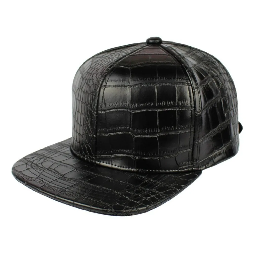 Крокодил Искусственная Кожа Strapback Бейсбол Кепки Аллигатор PU стиль Snapback Мода шляпу кожаная Кепки и шляпа кожаный аксессуар
