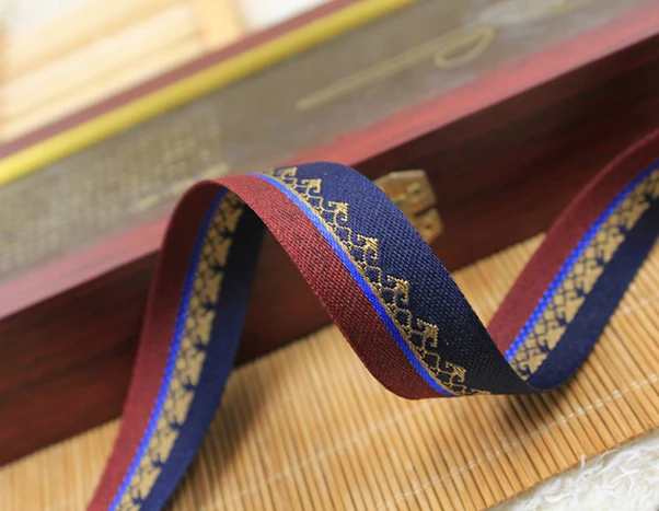 Новая синяя и красная вышитая национальная лента 10ydx2CM плетеная жаккардовая из