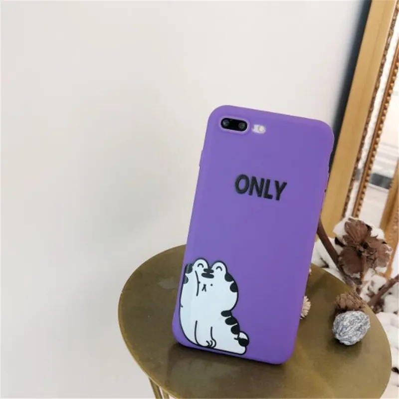 UVR Lovely Purple Cat TPU Couples Lovers Phone Case For iphone X 6s 7 8 PLUS Mobile Cases Bag Back Cover Protect |