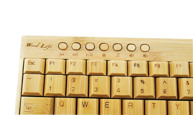 100% Natural Bamboo Wooden Wood PC Multi-media Function wireless Keyboard and Mouse Combo UK Layout with 109 keys SKU 01501AC1 | Компьютеры