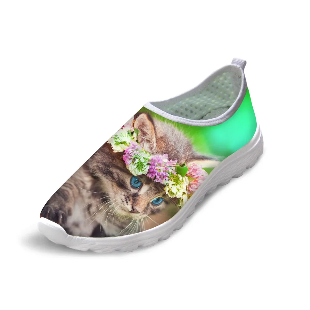 ELVISWORDS прекрасные кошки Для женщин вулканическая обувь летние дышащие zapatos mujer кроссовки Сетка слипоны водонепроницаемая обувь летние - Цвет: CA4902AA