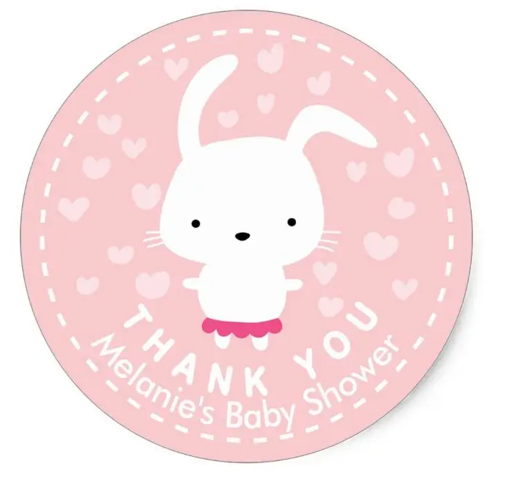 

1.5inch Thank You Pink Baby Shower Kawaii Bunny Sticker