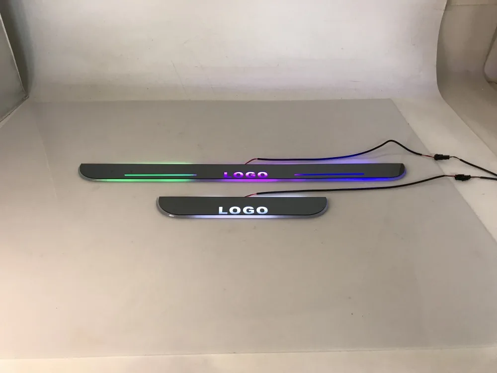 

eOsuns led door scuff light colors changably with wireless switch and voice control,plate door sill