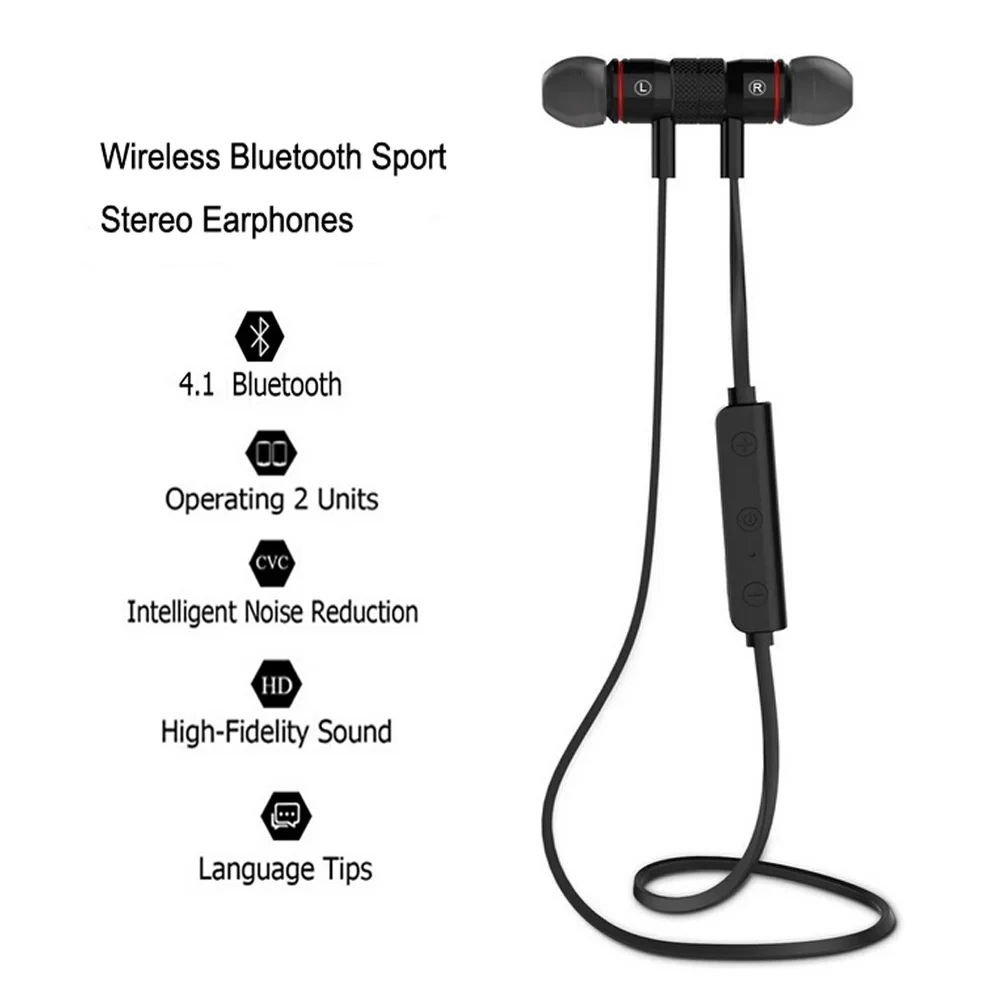 Bluetooth Наушники V4.1 Беспроводной Вкладыши Шумоподавление Магнит С Микрофоном