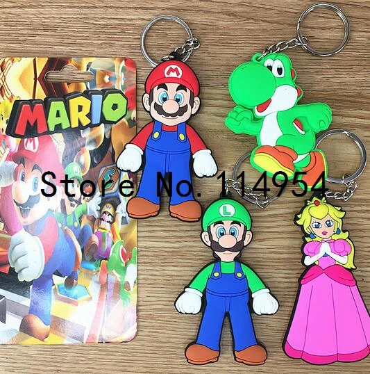 Новый 20 шт. с мультяшными героями Супер Марио ПВХ двухсторонний брелок мини кулон