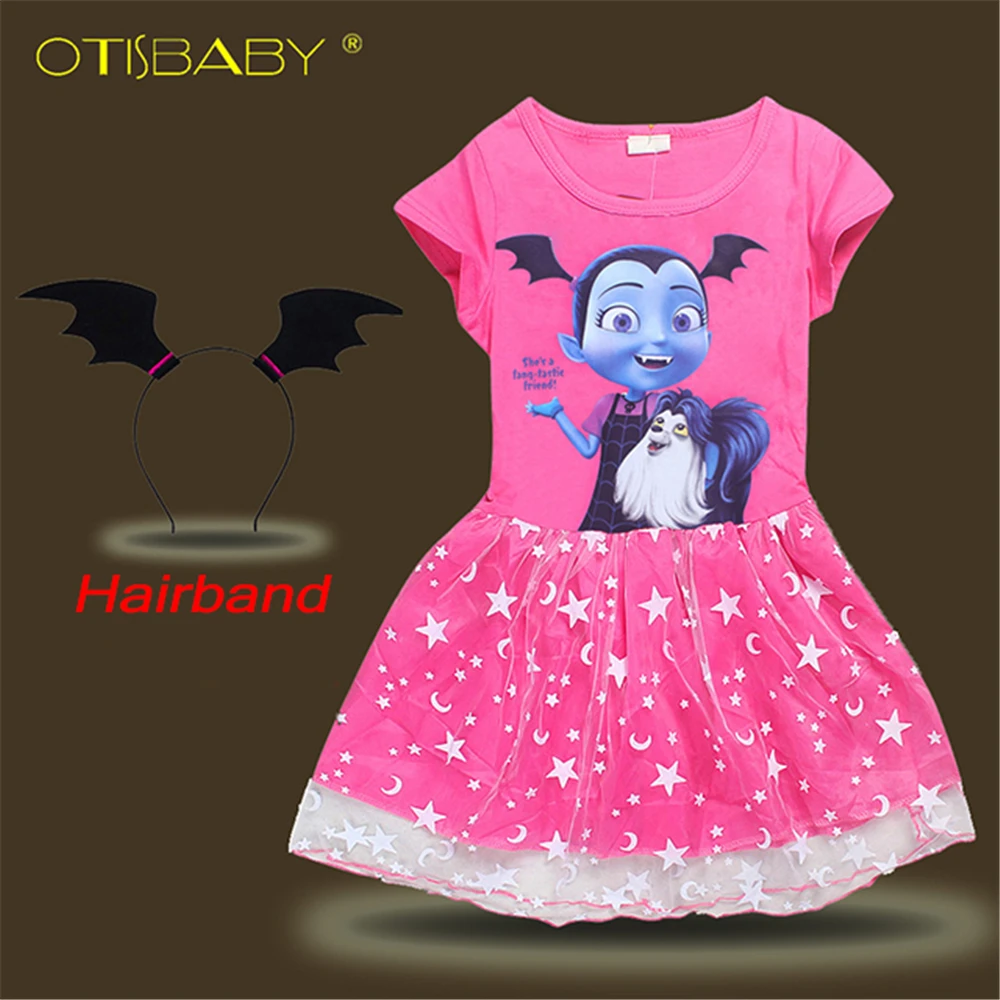 Летний красивый костюм Vampirina для девочек милое платье-пачка из тюля для малышей детская вечеринка на день рождения шикарные фиолетовые платья-пачки с блестками