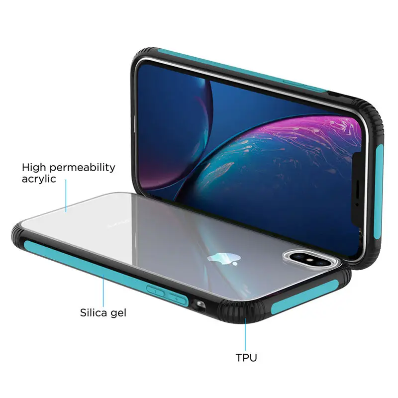 TURATA Colorful Frame Case For iPhone X XS/XS Max Soft TPU Ultra Thin Mixed Silicon Hard PC Transparent for XS |