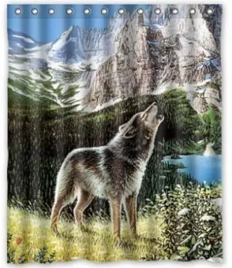 Special Design Howling Wolf Waterproof Bathroom Fabric Shower Curtain decor 60&quot x 72&quot | Дом и сад