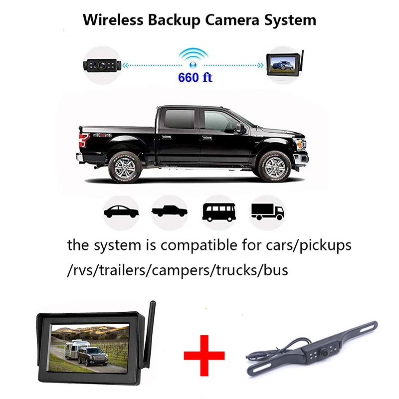 Автомобильная беспроводная камера заднего вида + Автомобильный HD монитор для