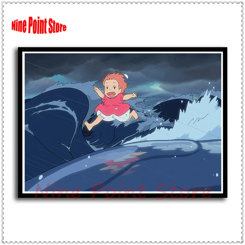 Ponyo на скале Хаяо Миядзаки бумага с покрытием классический мультфильм фильм плакат домашний Декор без рамки - Цвет: Кофе