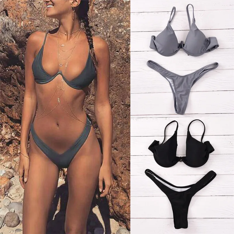 Женские стринги и бра JCAAAP однотонные с высокой талией размеры S M L XL|Комплекты